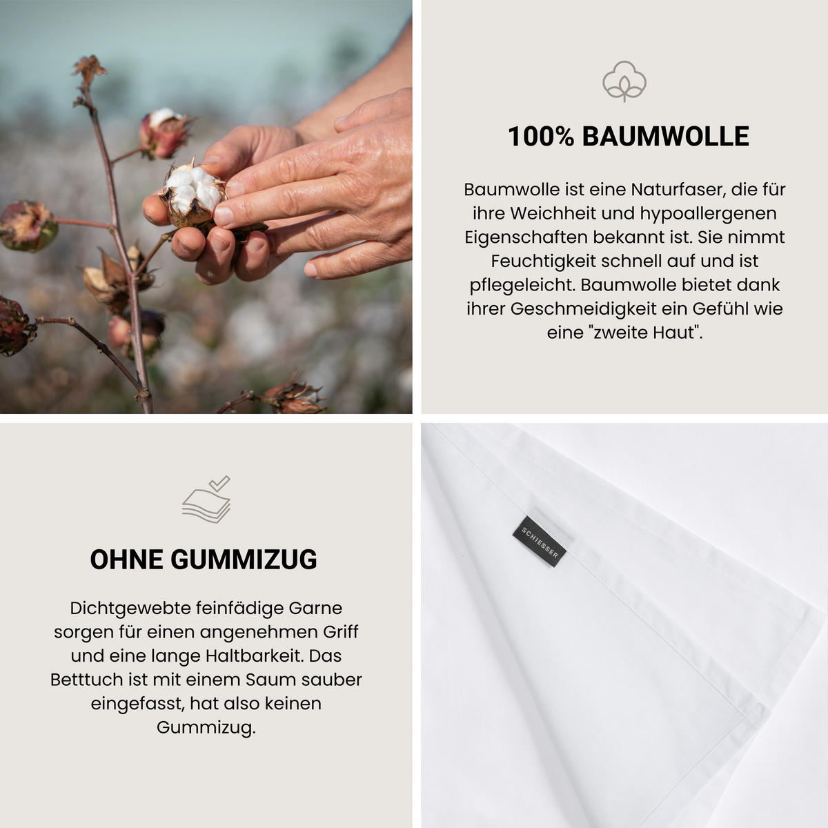 BETTLAKEN Smoothy - Renforcé - 160 x 260 cm - Weiß - Weiß, Textil (160/260cm) - SCHIESSER