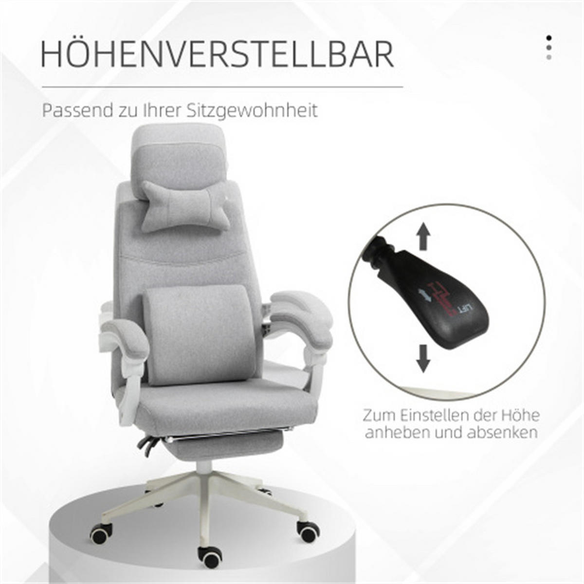DREHSTUHL Ergonomisch Grau, Metall & Polyester, drehbar, 62 x 68 x 127 cm - Grau, Metall (68/117/62cm) - Albatros