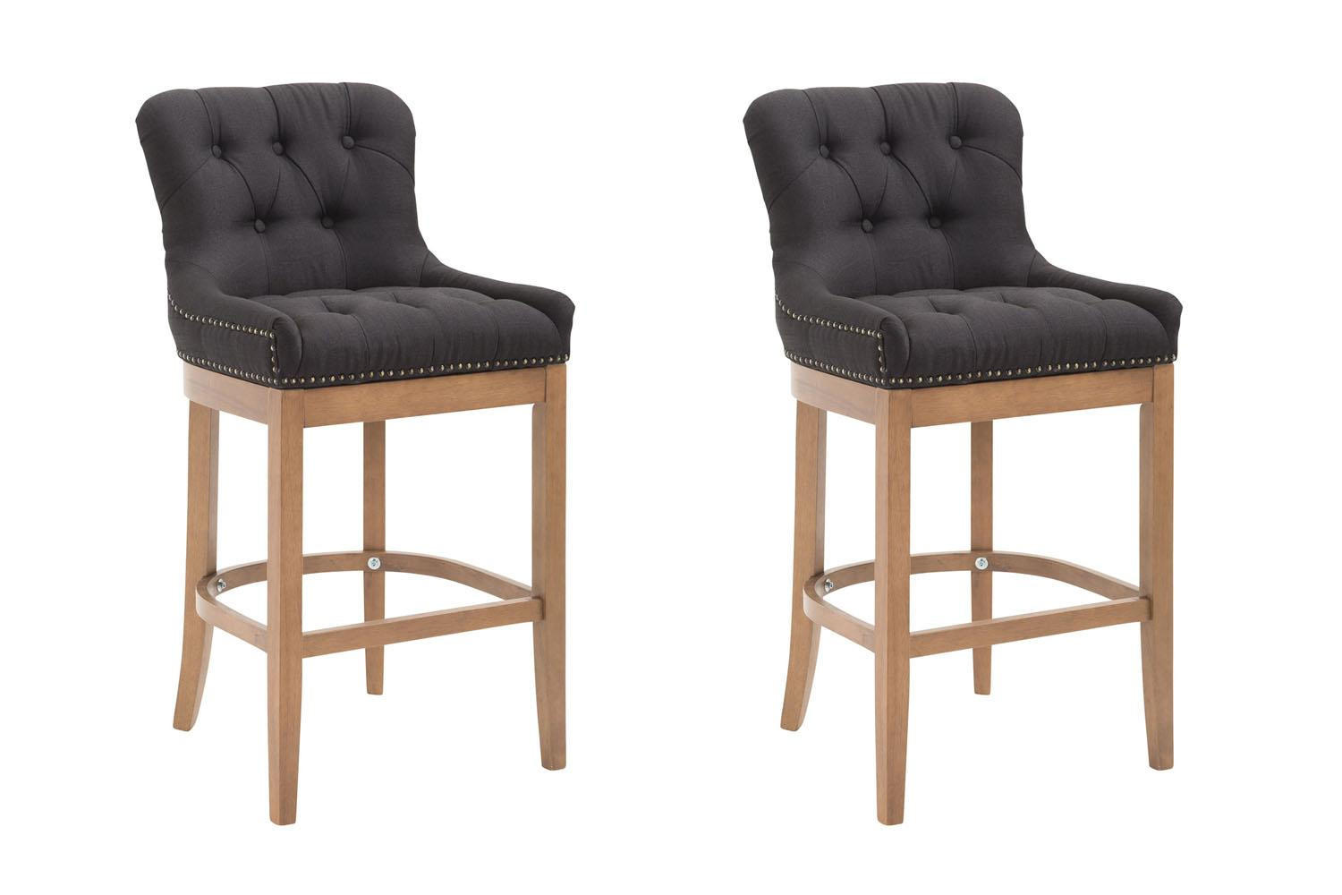 BARHOCKER 2er Set Stoff schwarz - Schwarz/Naturfarben, Holz/Textil (55/109/57cm) - CLP