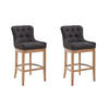 BARHOCKER 2er Set Stoff schwarz - Schwarz/Naturfarben, Holz/Textil (55/109/57cm) - CLP