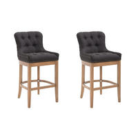 BARHOCKER 2er Set Stoff schwarz - Schwarz/Naturfarben, Holz/Textil (55/109/57cm) - CLP