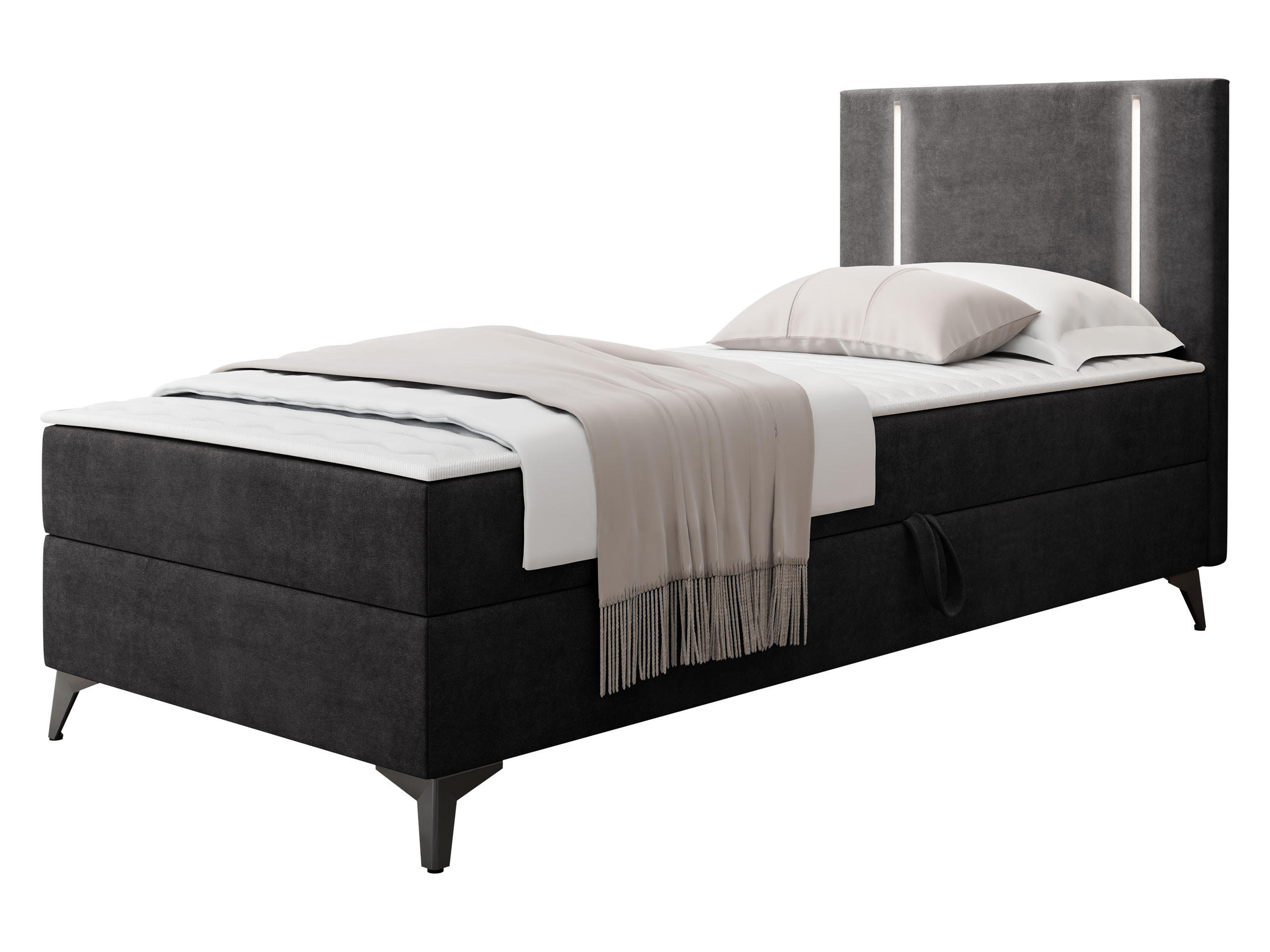 BOXBETT Ono 1, Setite: Rechts - Schwarz, Holz/Textil (90/200cm) - MIRJAN24