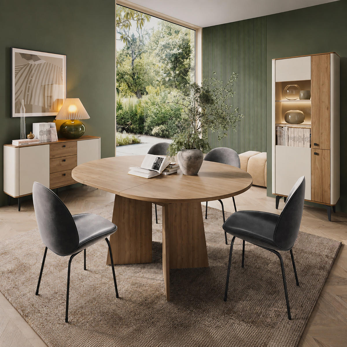 NACHTTISCH Aurora mit Stauraum für Schlafzimmer, Tip-On-System, Nussbaum+Kaschmir - Kaschmir/Nussbaumfarben, Holzwerkstoff/Metall (48/47/40cm) - Beautysofa