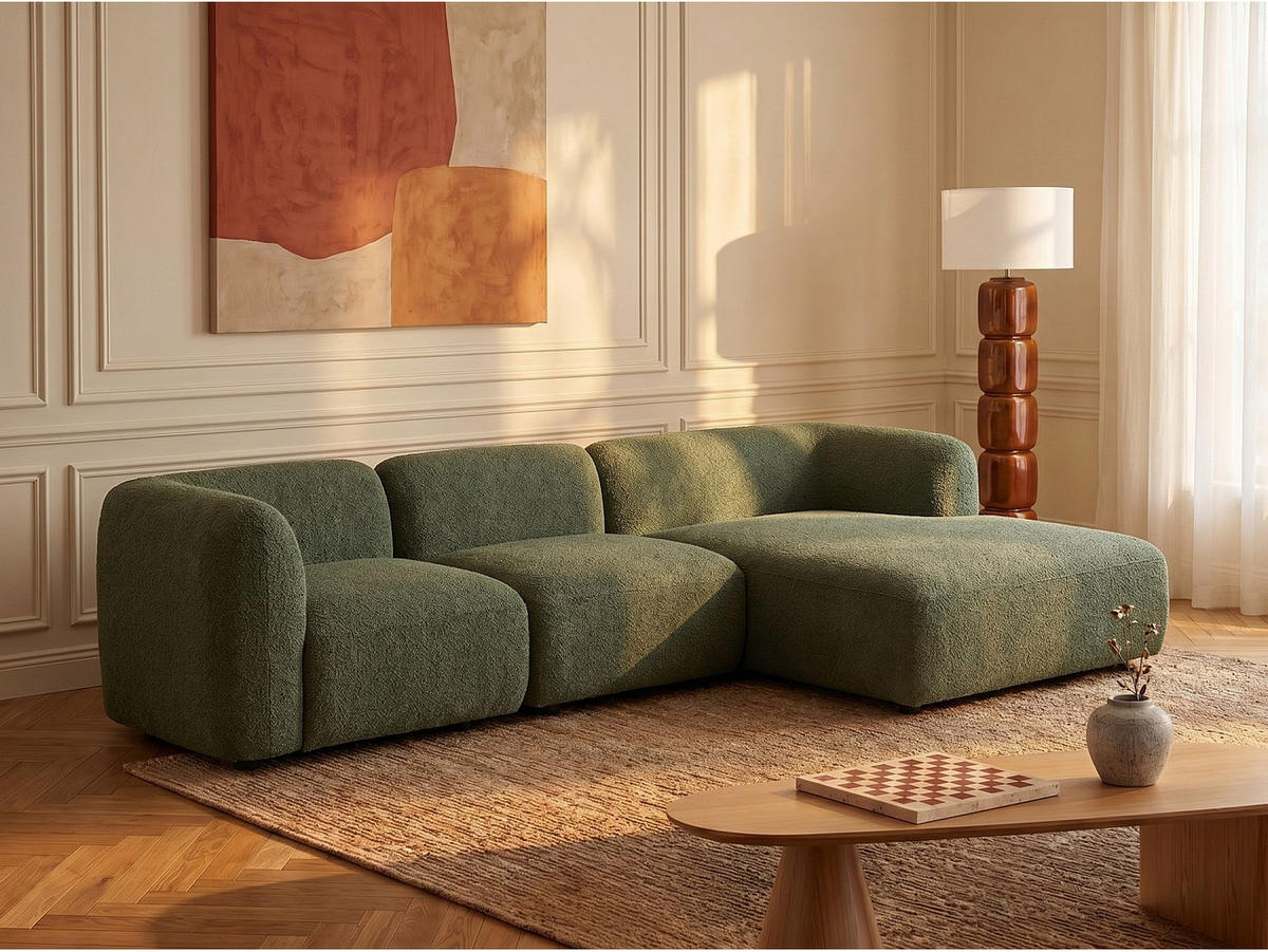 MODULIERBARES Sofa - 4 Personen - stoff - grün Danepi - Grün, Holz/Textil (287/69/161cm) - Vente-Unique