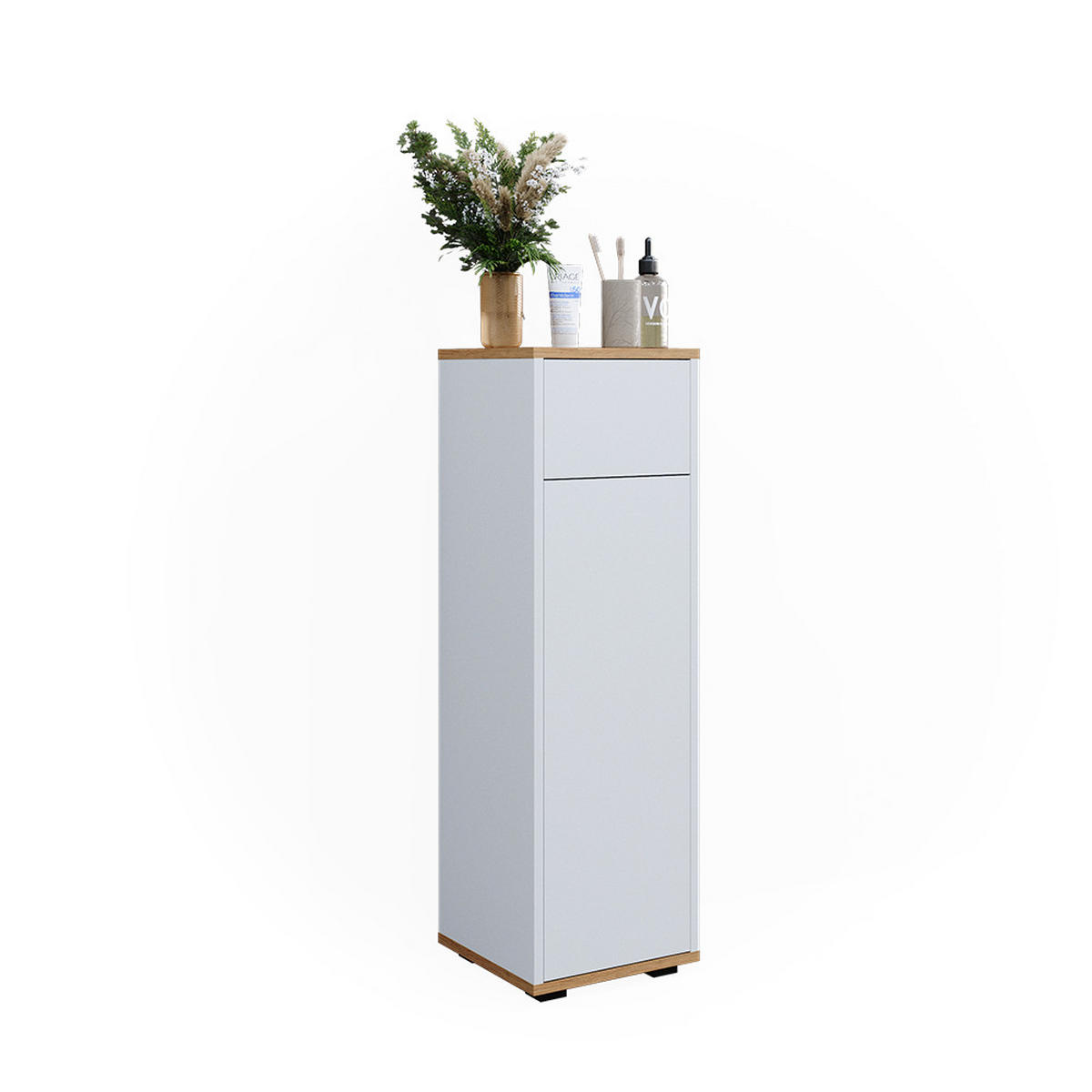 MIDISCHRANK Didi Weiß/Artisan 30 x 97 cm mit Schublade - Weiß, Holzwerkstoff (30/97/30cm) - Vicco