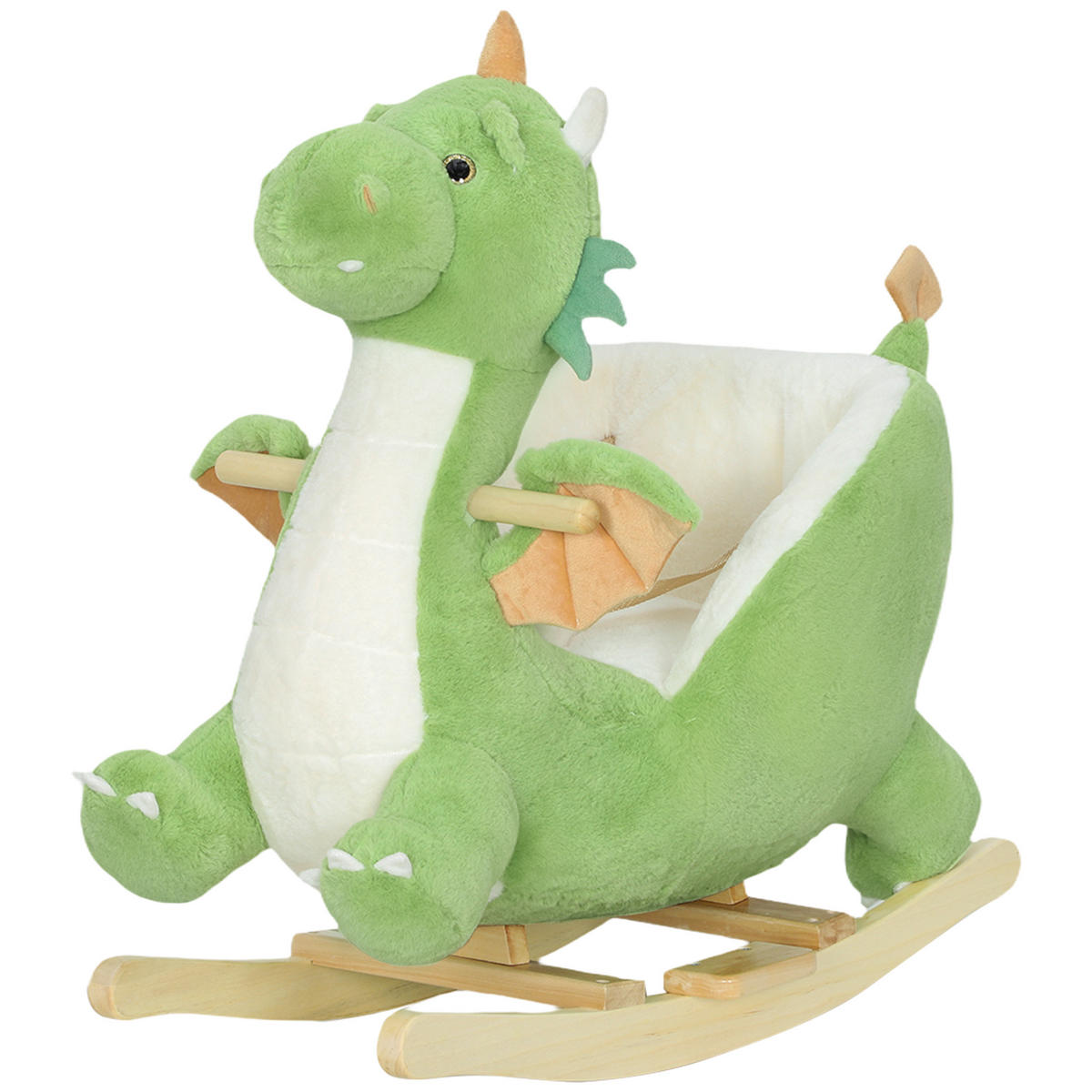 SCHAUKELTIER DE-10220 Dinosaurier-Design mit Geräuschen Grün - Grün, Holz (39/66/73cm) - ComfortXL
