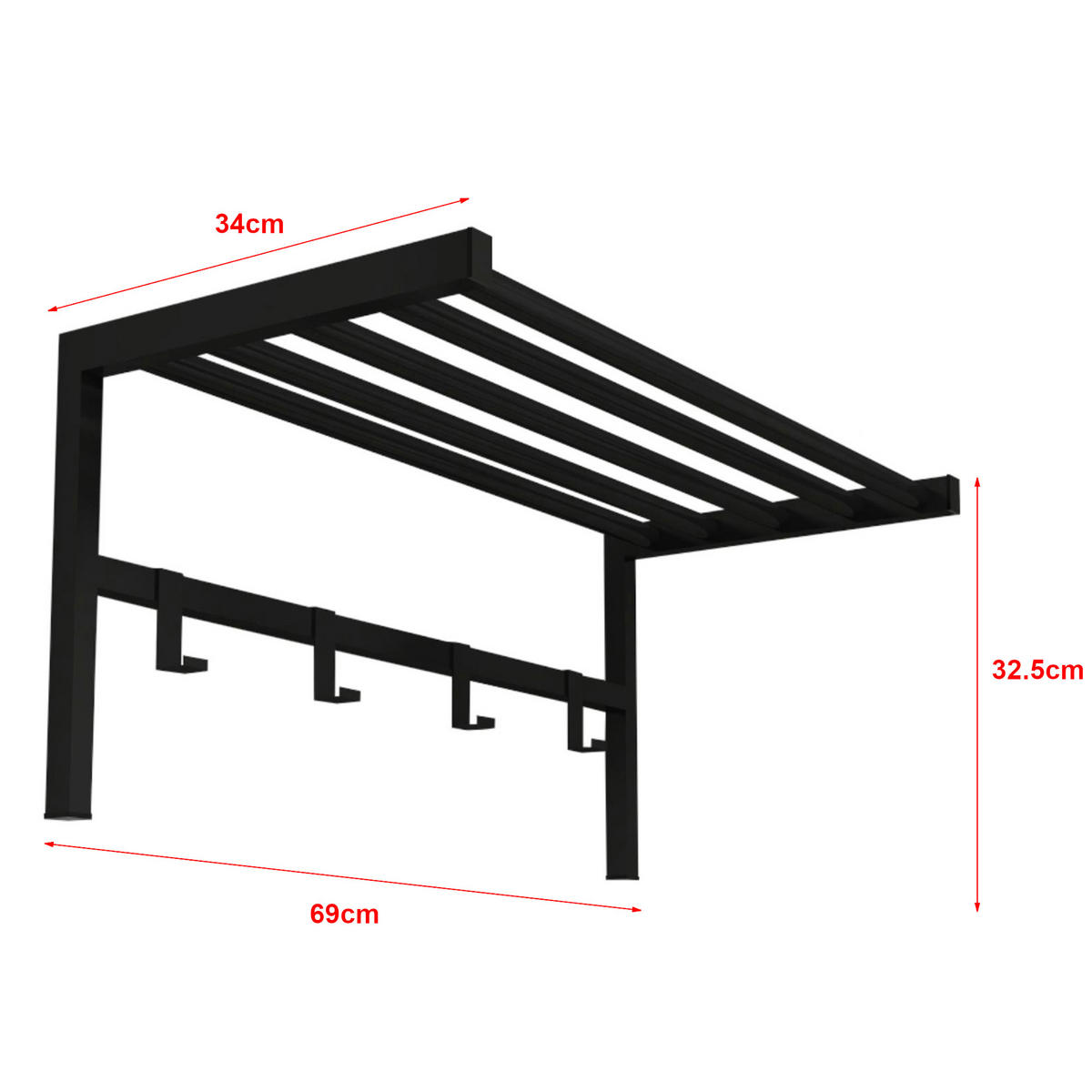 WANDGARDEROBE Tolga - Schwarz, Metall (69/32.5/34cm) - [en.casa]