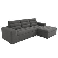 ECKSOFA 253/161/89 cm Dunkelgrau mit 1 Fußhocker - Dunkelgrau, Textil (253/161cm) - Oxeza