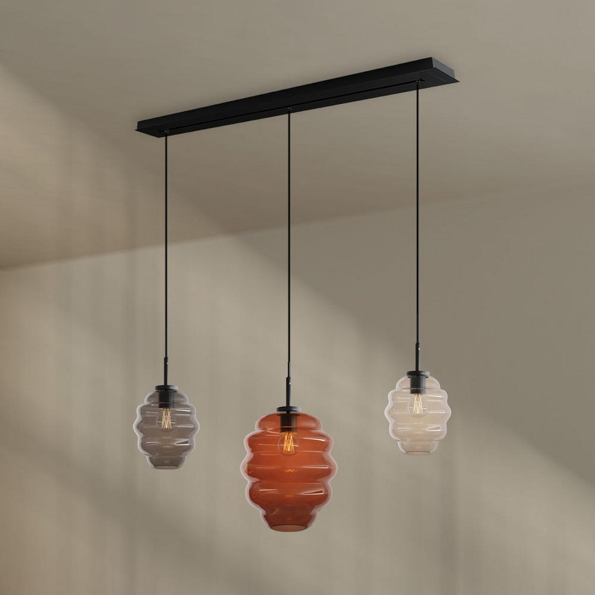 HÄNGELEUCHTE Echos 3-flammig Mehrfarbig Ø 18/25cm - Multicolor/Weiß, Glas (18/18/20cm) - s.luce