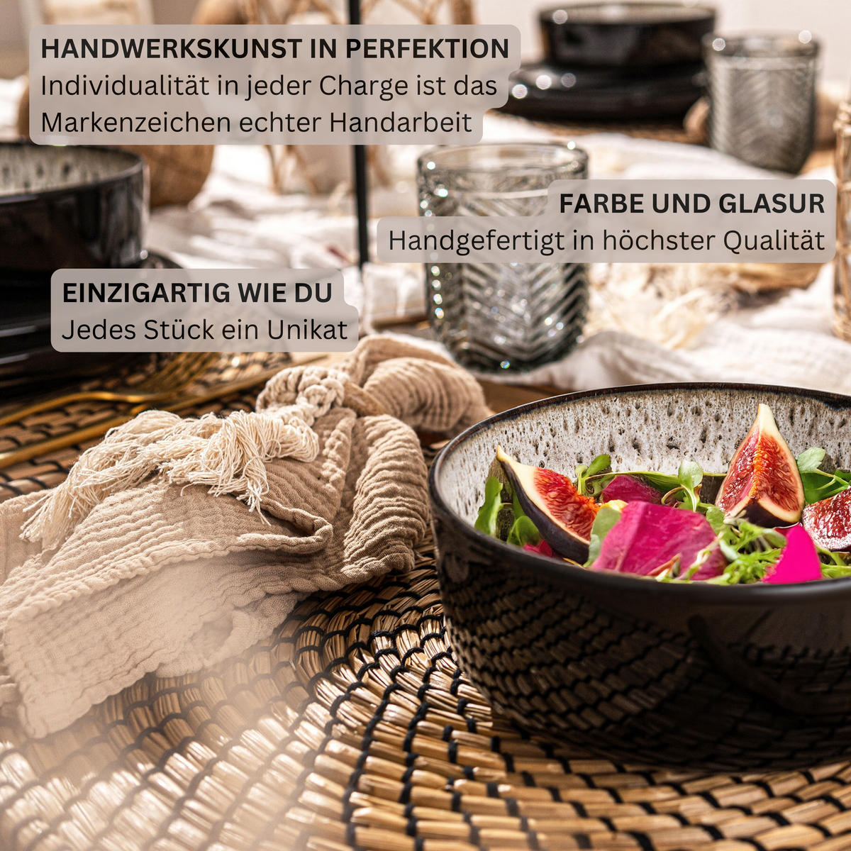 SCHALEN SET SANSIBAR - 6 teilig aus Steingut - Schwarz, Keramik (21cm) - Sänger