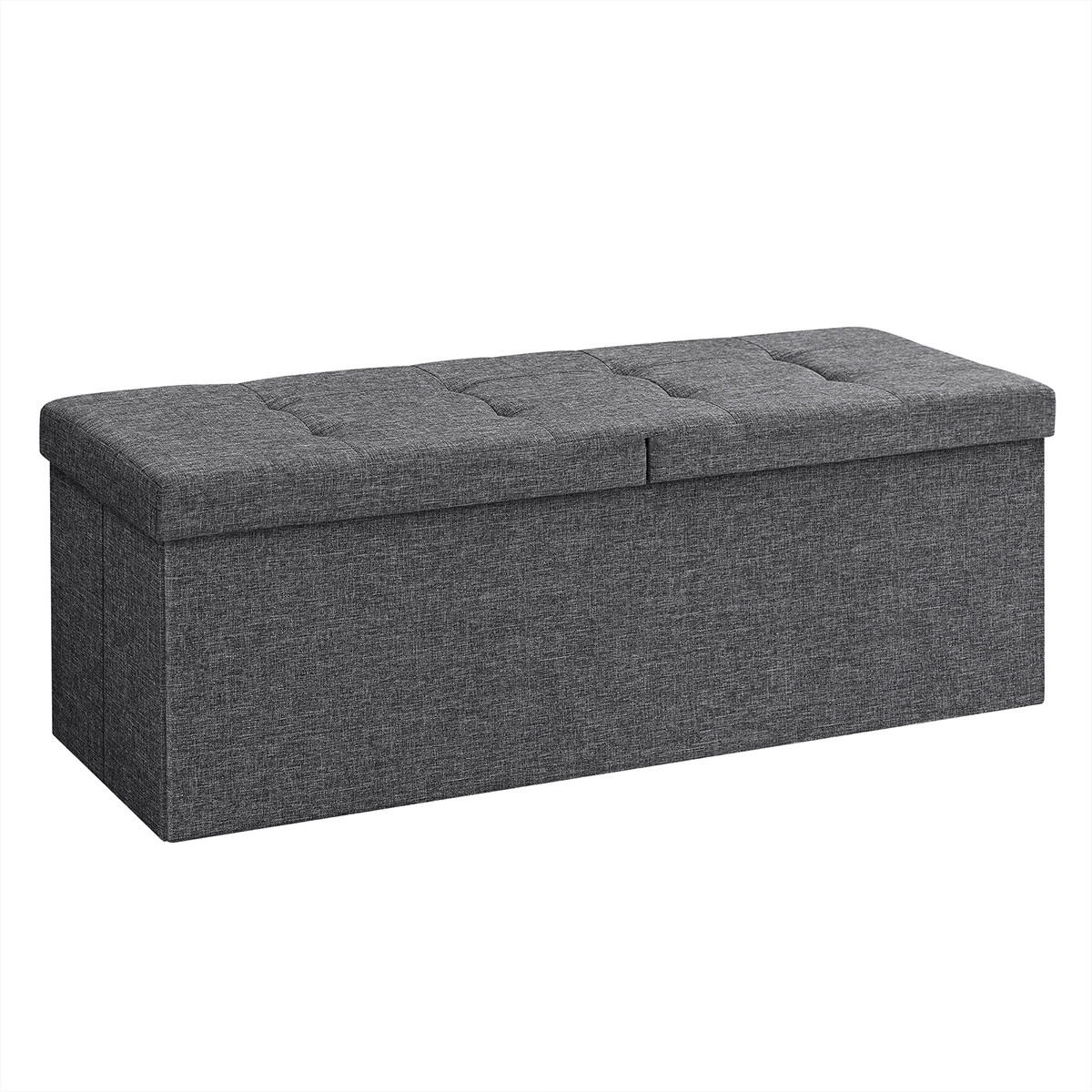 SITZBOX mit klappbarem Deckel - L110 cm - Grau, Holz (38/38/110cm) - Calicosy