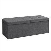 SITZBOX mit klappbarem Deckel - L110 cm - Grau, Holz (38/38/110cm) - Calicosy