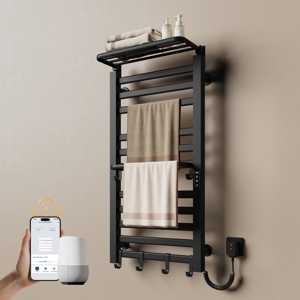 HEIZKÖRPER Elektrisch mit WiFi und Fernbedienung Schwarz 100/50 cm - Weiß, Metall (50/100/25.5cm) - EMKE