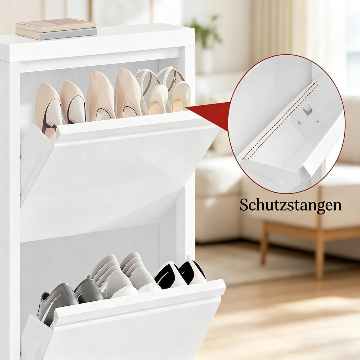 SCHUHSCHRANK Weiß 50/15/106 cm 2er-Set - Weiß, Metall (50/106/15cm) - PANGIVO