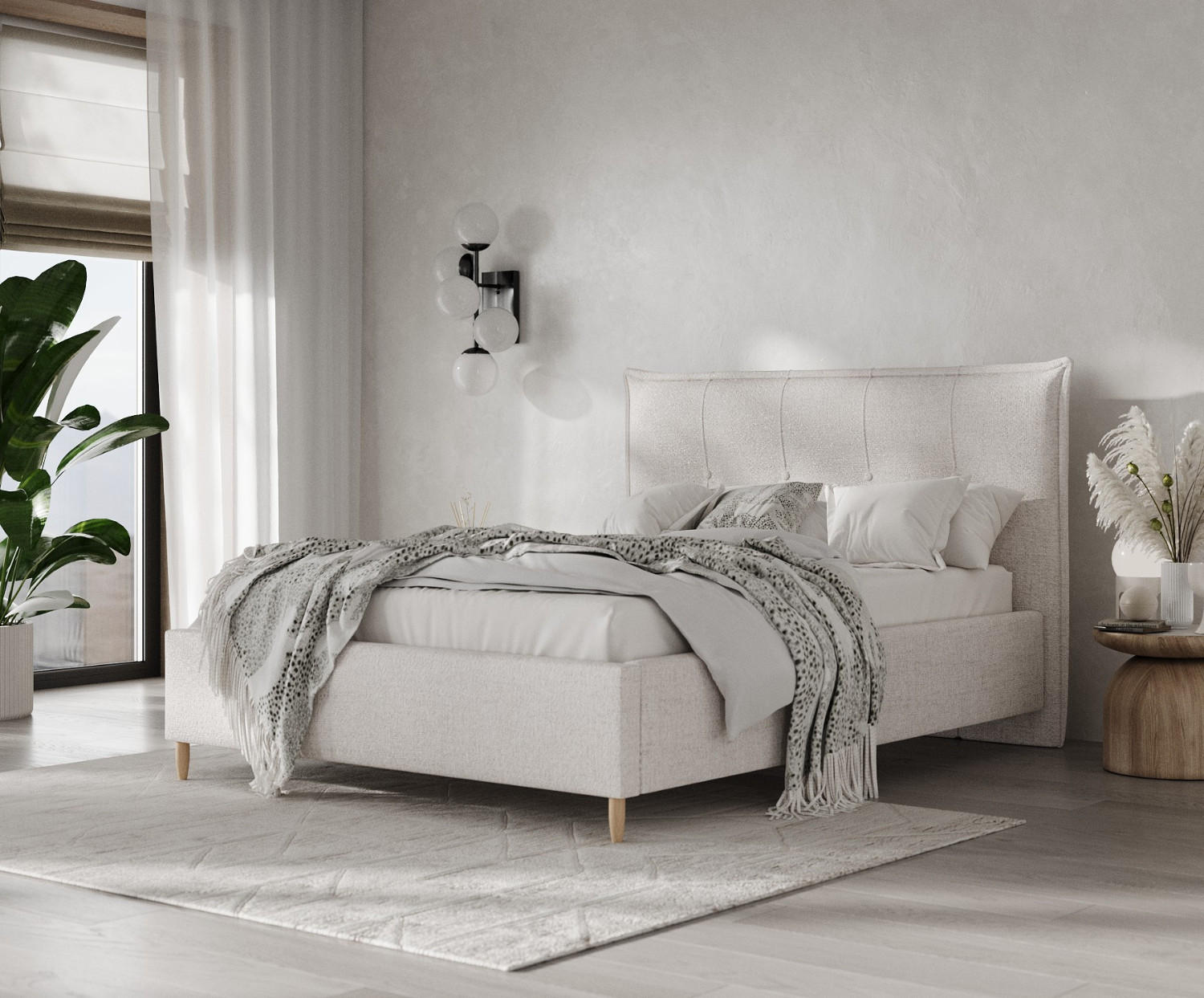 Thumbnail - AltaBeds Polsterbett, Sand, Textil, Buche, Kiefer, 140x200 cm, Oeko-Tex® Standard 100, DIN EN 1021-1, Handmade in Europe...