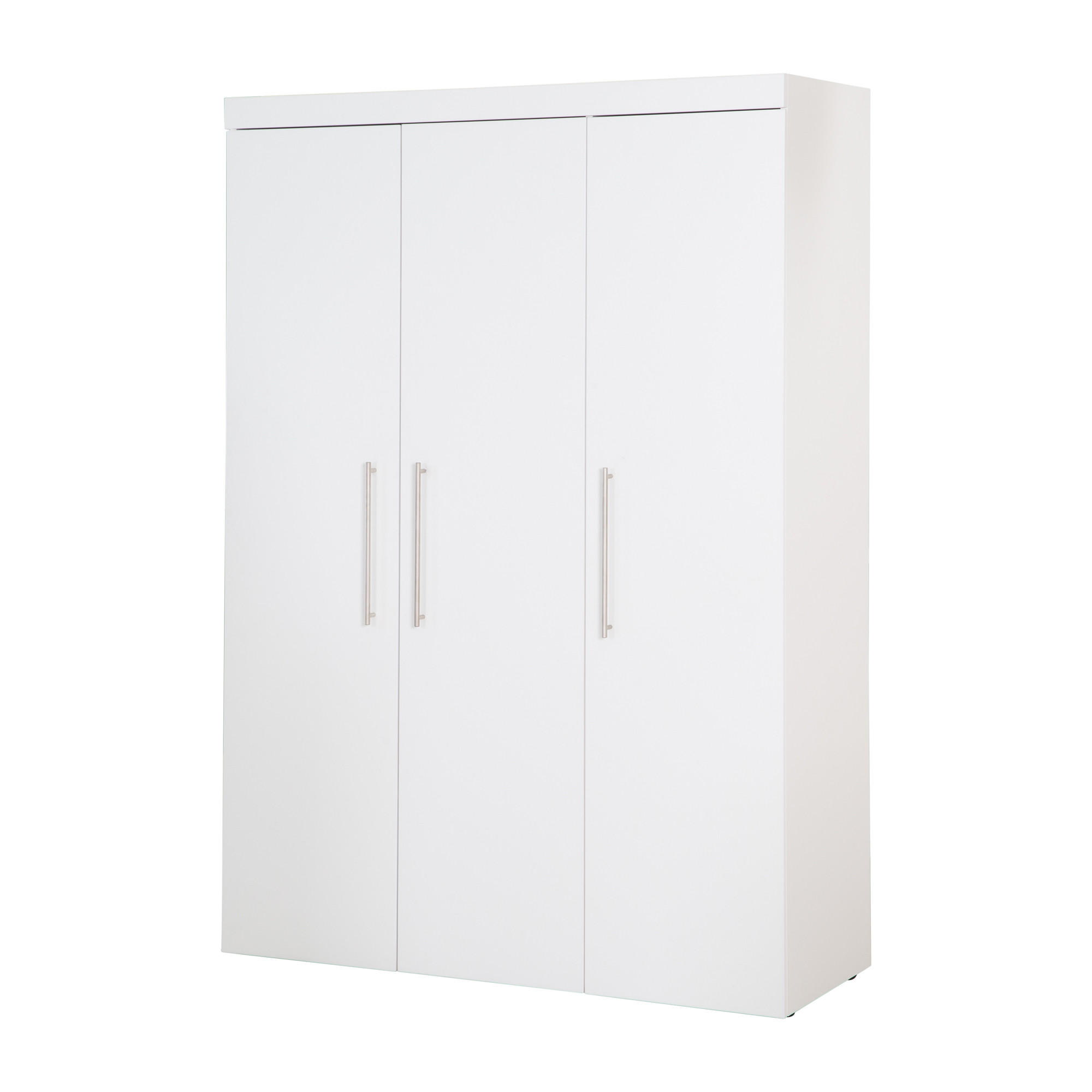 KLEIDERSCHRANK Kimi - Silberfarben/Weiß, Holzwerkstoff/Metall (138/195/52.5cm) - Roba