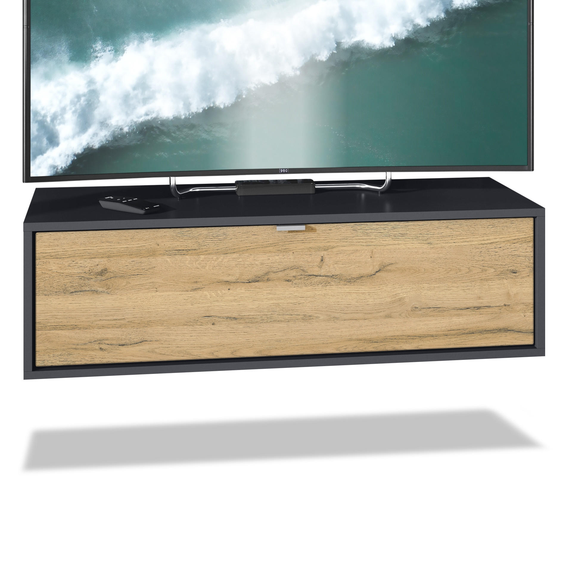LOWBOARD Lana Fronten in Eiche Natur - Eichefarben, Holzwerkstoff (100/29/37cm) - Vladon
