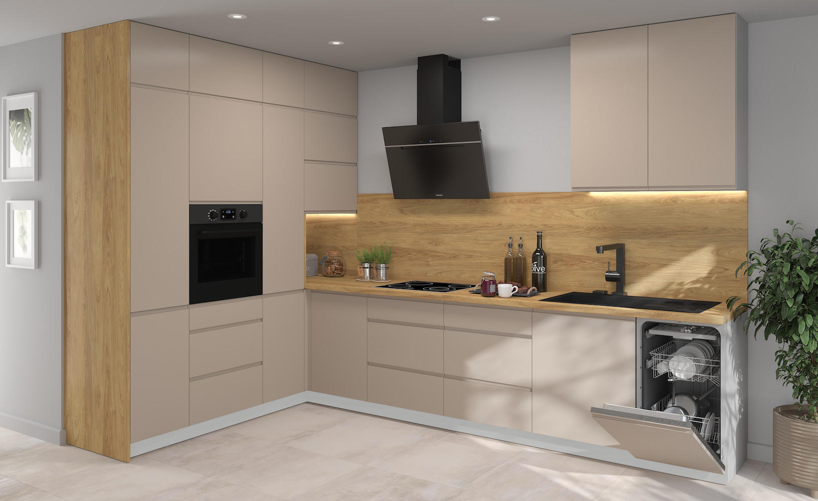 WINKELKÜCHE Avellino grau / stone grey matt 330 / 200 / 243cm 16-teilig - Grau, Holzwerkstoff (330/243/200cm) - Feldmann-Wohnen