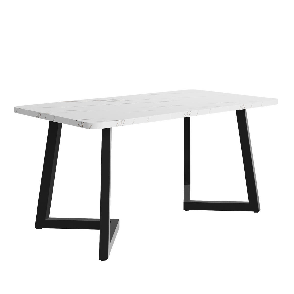 ESSTISCH 117/75/68 cm Weiß/Schwarz aus MDF und Eisen in Marmoroptik - Weiß, Holzwerkstoff (117/68/75cm) - OKMYHOME