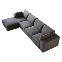 ECKSOFA DE-34773 4-Sitzer mit ottomane Dunkelgrau - Dunkelgrau, Textil (160/340cm) - ComfortXL