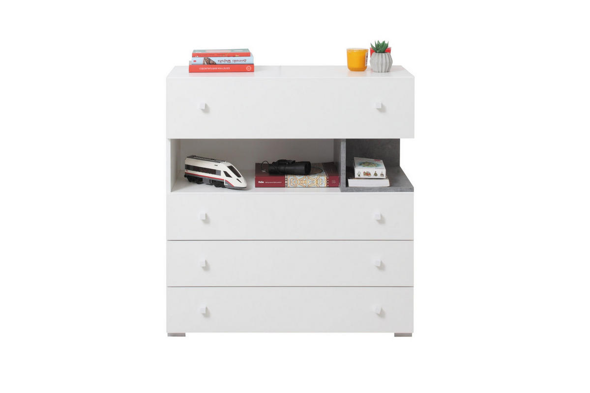 JUGENDZIMMER-SET SIMON B 3-teilig in Weiß/Grau - Weiß/Grau, Holzwerkstoff (290/190/55cm) - Deine Möbel 24