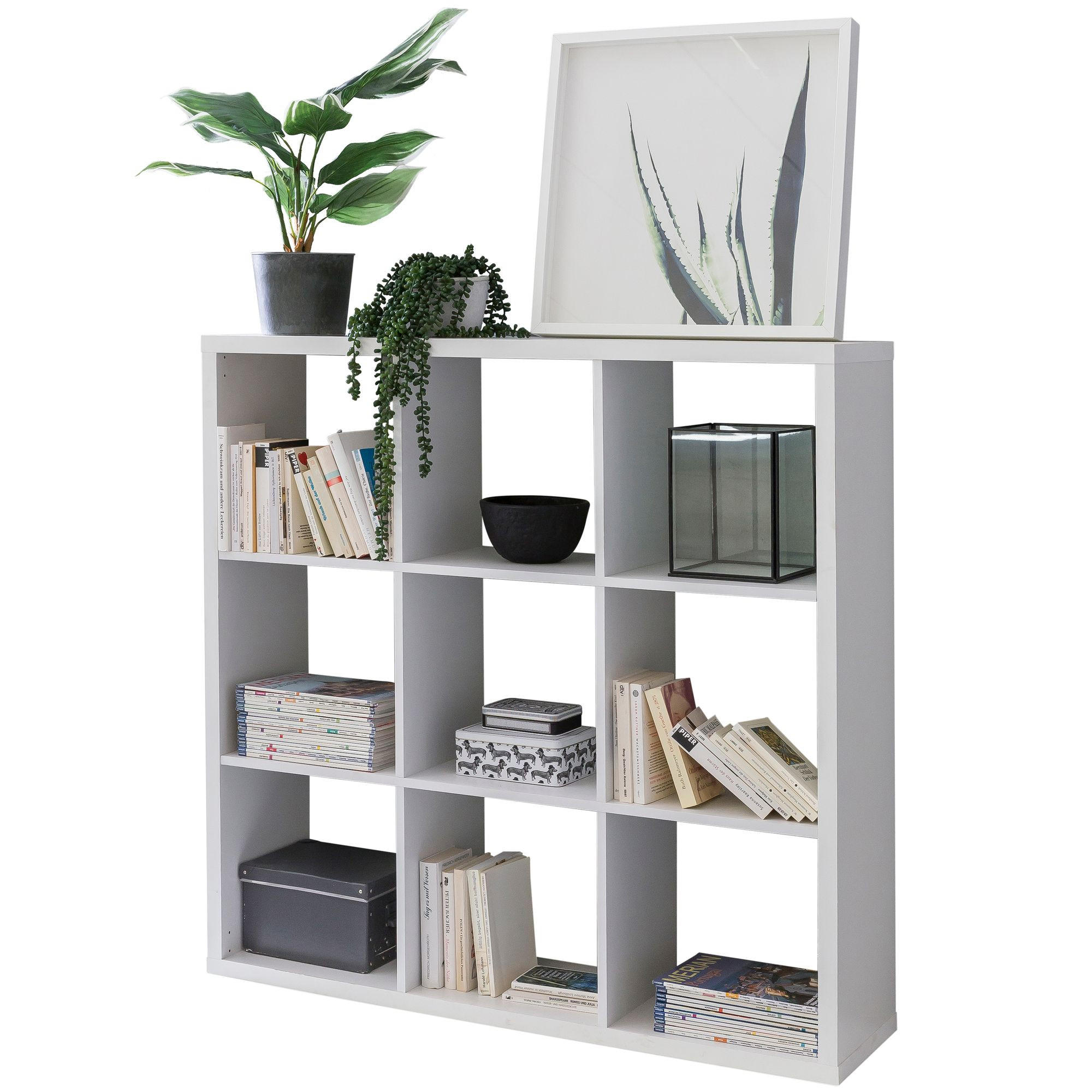 WÜRFELREGAL – Weiß, 112x112x29 cm, 9 Fächer, Raumtrenner - Weiß, Holz (112/112/29cm) - KADIMA DESIGN