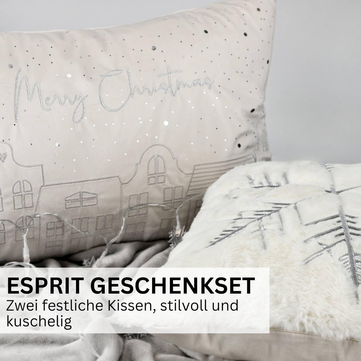 ZIERKISSENHÜLLE WEIHNACHTEN TOWN - Perlmutt, Textil (60/40cm) - Esprit