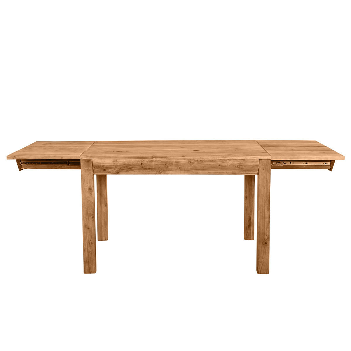 ESSTISCH Ausziehbar Massiv Akazienholz Schwarz Metall L120-210 BALTO - Naturfarben, Holz (210/90/76cm) - Miliboo