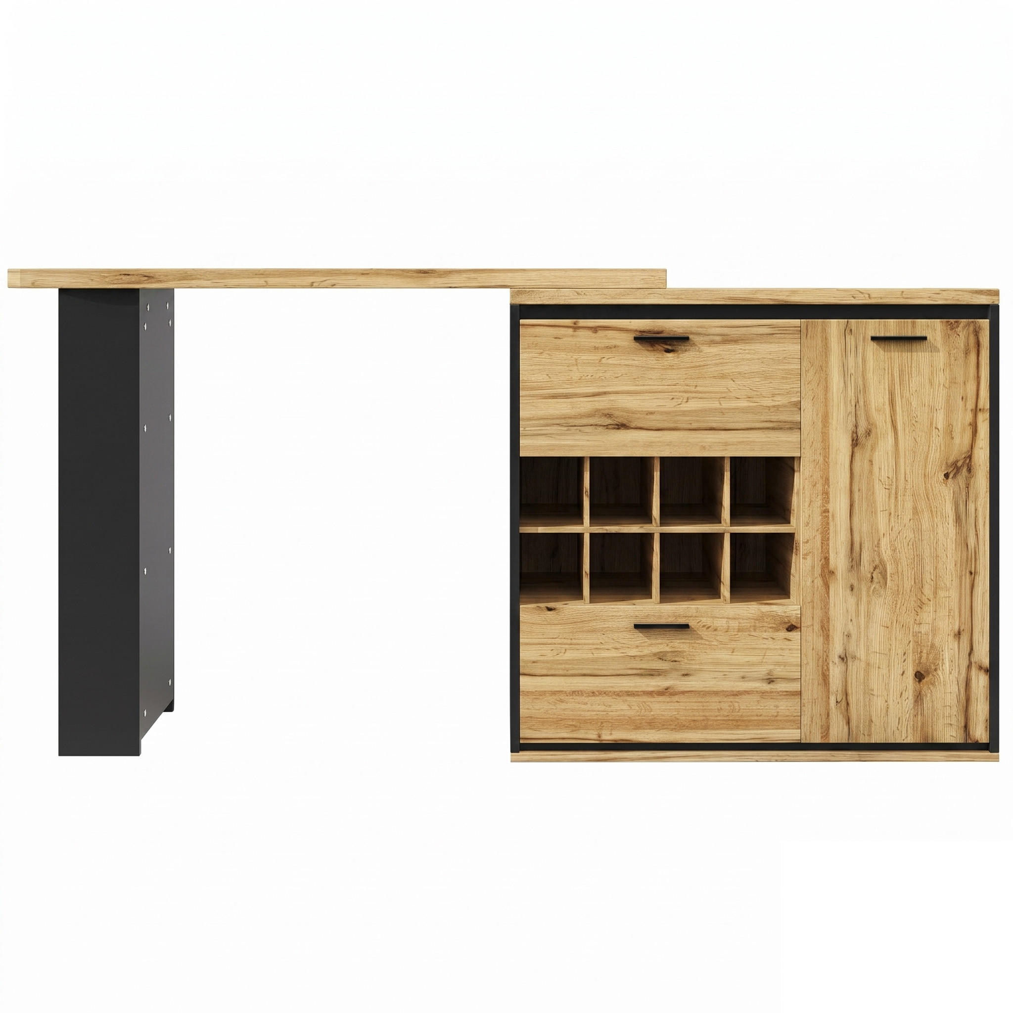 BARTISCH Ausziehbar 138-220cm Holzoptik mit Stauraum & Weinregal - Naturfarben, Holzwerkstoff (39/138/105cm) - Urban Meuble