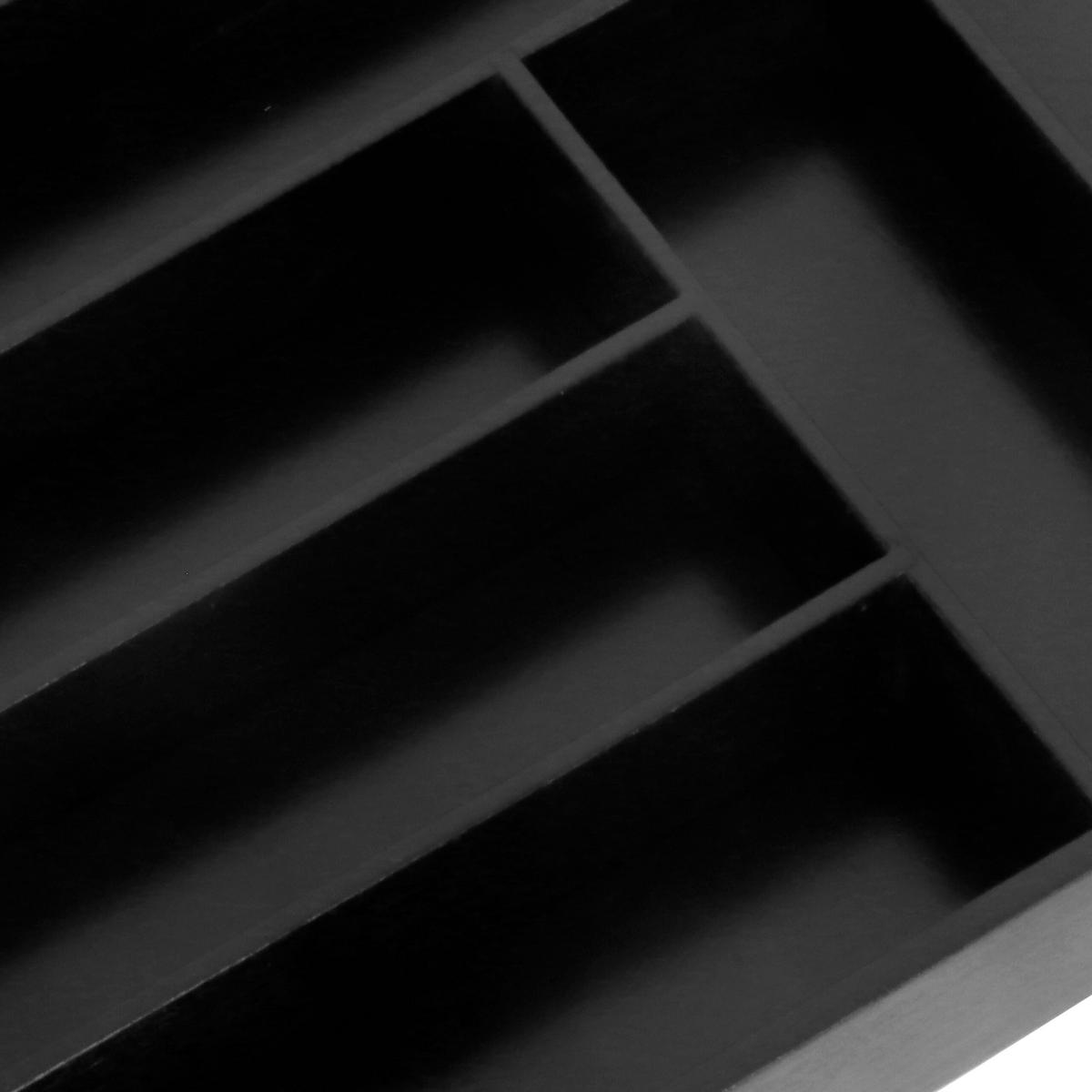 BESTECKKASTEN Bambus - Schwarz, Holz/Holzwerkstoff (35.5/5/25.5cm) - Relaxdays