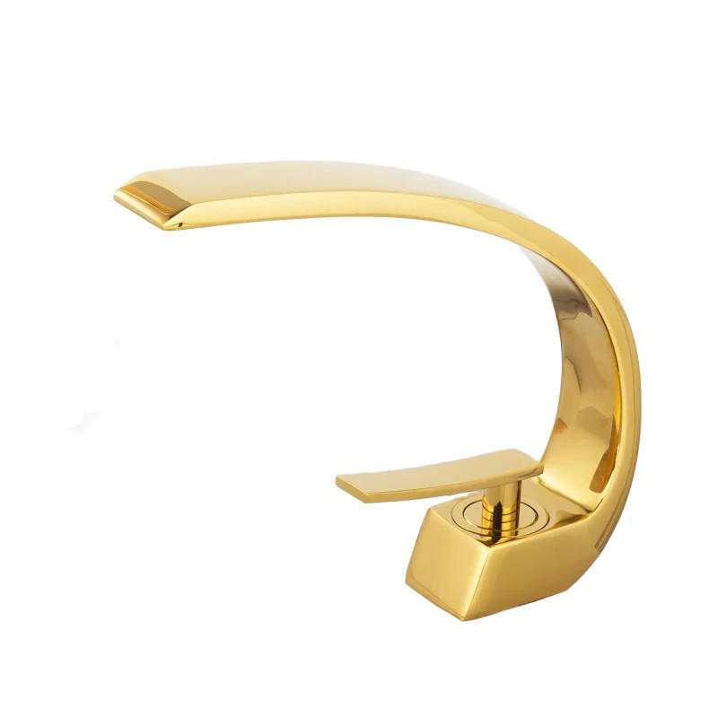 WASCHTISCHARMATUR – Gold – Inklusive zwei Wasseranschlussschläuchen - Platinfarben, Metall (31/5.5/14cm)