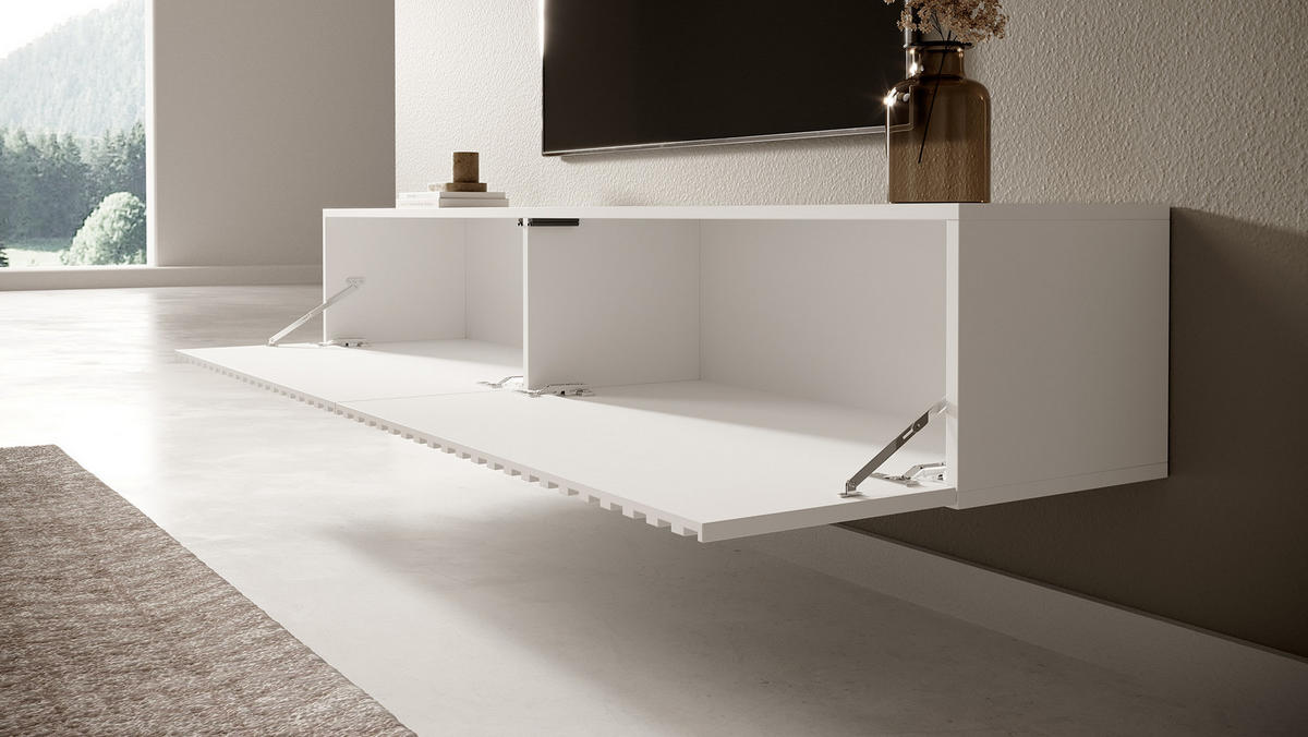 TV-HÄNGEBOARD Telire weiß mit Lamellenfronten, 175 cm - Weiß, Holzwerkstoff (175/30/31.6cm) - Selsey