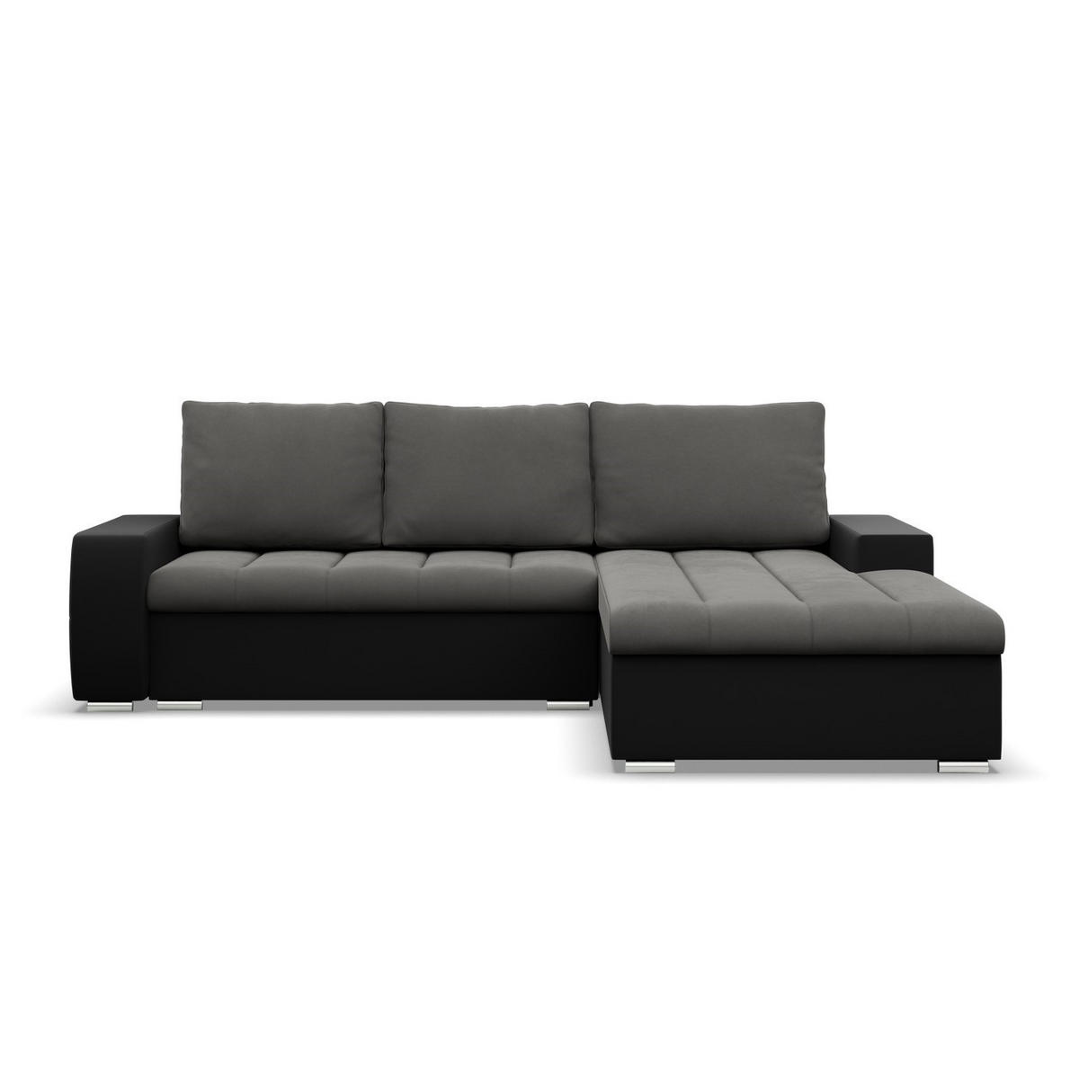 ECKSOFA MIT SCHLAFFUNKTION AURORA RECHTS, Dunkelgrau + Schwarz - Dunkelgrau/Schwarz, Textil (243/200cm)