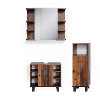 BADMÖBEL-SET Fynn Eiche rustikal 3 Teile, mit Midischrank - Wildeiche, Holzwerkstoff (60/54/32cm) - Vicco