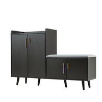 SCHUHSCHRANK aus Spanplatte 120x34x82cm in Schwarz mit Sitzpolster - Schwarz, Holzwerkstoff (120/82/34cm) - Modfu