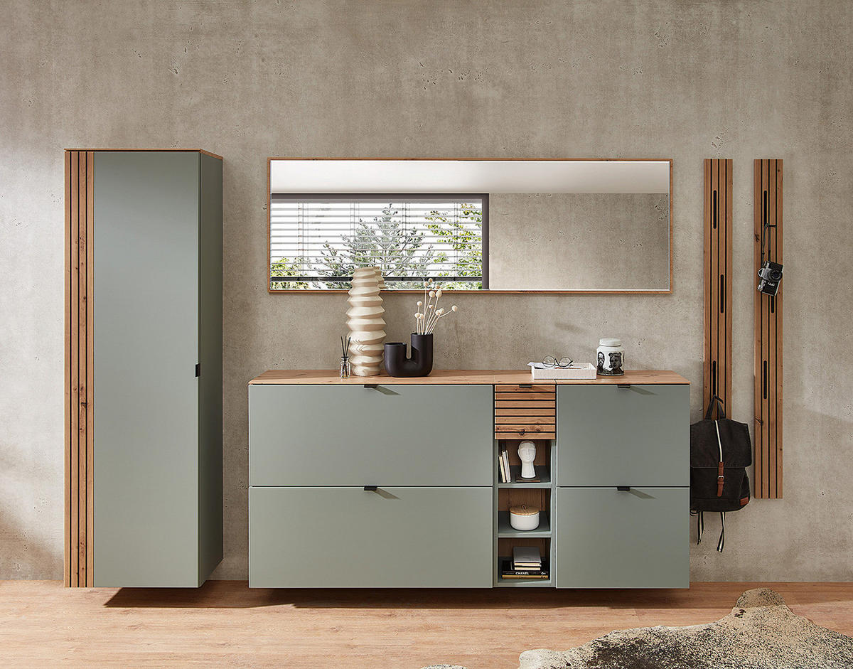 HÄNGE-SCHUHKIPPER - Schwarz/Mintgrün, Holzwerkstoff/Metall (55/84/37cm) - home24