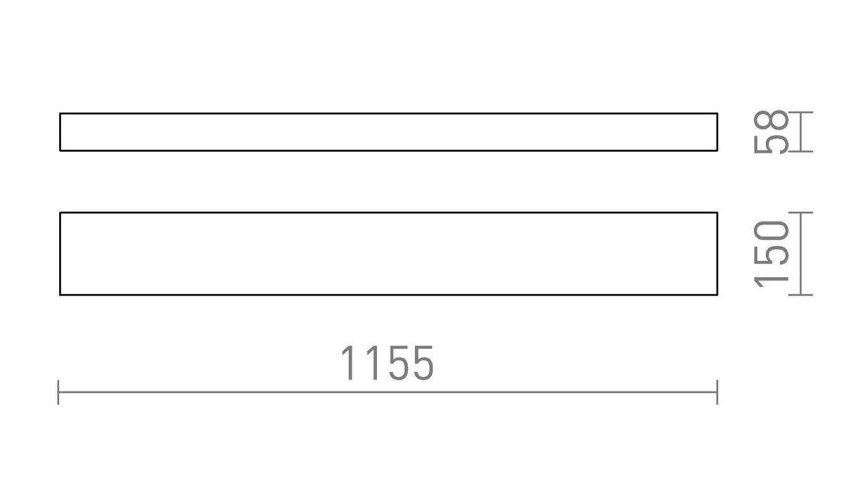 DECKENLEUCHTE LARISA 115X15 DIMM Schwarz 60 W - Schwarz, Metall (115.5/15/58cm) - Rendl