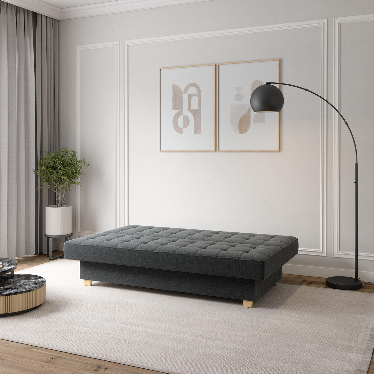 SCHLAFSOFA BELFI - Dunkelgrau (Twist 20) - Dunkelgrau, Holzwerkstoff (192/95/92cm) - Möblo