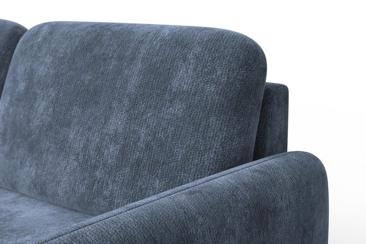 ECKSOFA FEBE 4-Sitzer LINKS, marineblauer Chenille-Stoff - Blau/Schwarz, Holz/Textil (264/157cm) - Wozimo