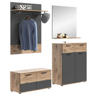 GARDEROBEN-SET MASON 4-tlg. (B/H/T: ca. 195/200/38 cm) in Nox Oak Nachbildung/Basalt grau - Eichefarben, Holzwerkstoff (195/200/38cm)