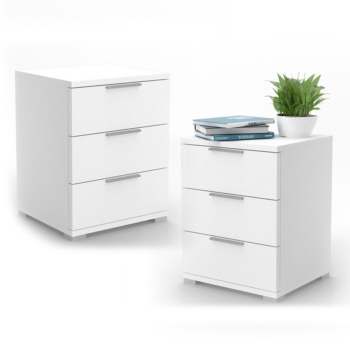 NACHTTISCH Florenz Weiß 46.2 x 60.5 cm 2er Set - Weiß, Holzwerkstoff (46.2/60.5/42cm) - Vicco