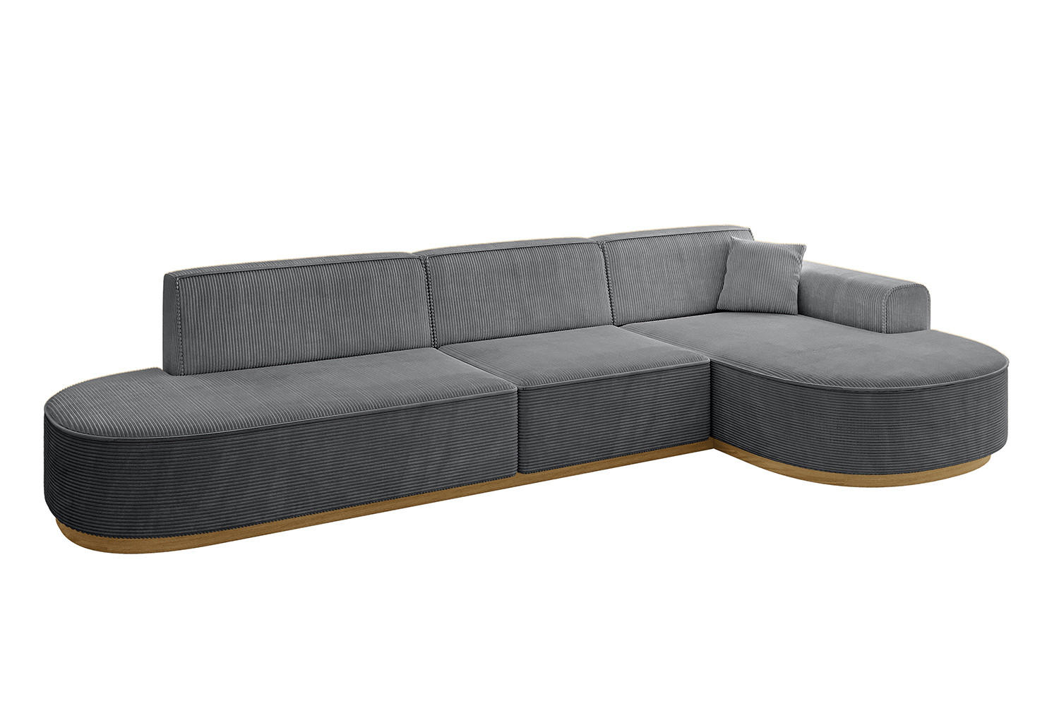 ECKSOFA Ottomane Rechts MARI-L2-v2 - 328x171x83 cm Dunkelgrau Cord - Dunkelgrau, Holzwerkstoff/Textil (171/328cm) - ALTDECOR