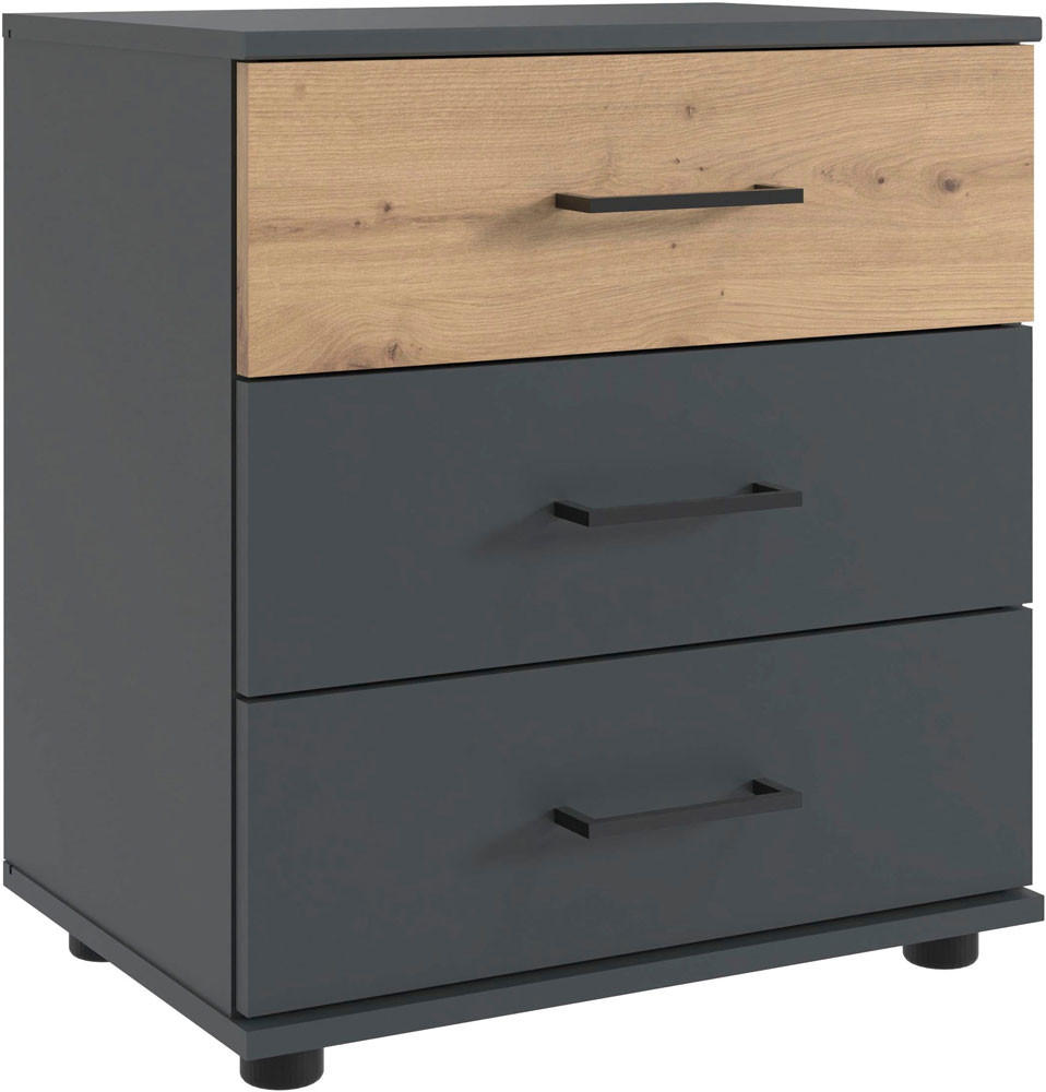 NACHTKONSOLE Taiga graphit / Eiche Artisan 52 / 38 / 58cm - Eichefarben/Graphitfarben, Holz/Holzwerkstoff (52/58/38cm) - Wimex
