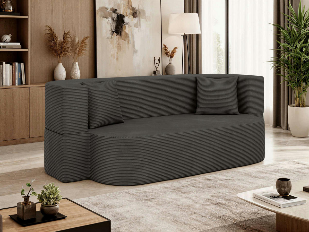 TROJMIESTNA POHOVKA OVELA Tmavosivá Manšester - tmavosivá, textil (200/70/100cm) - MKS