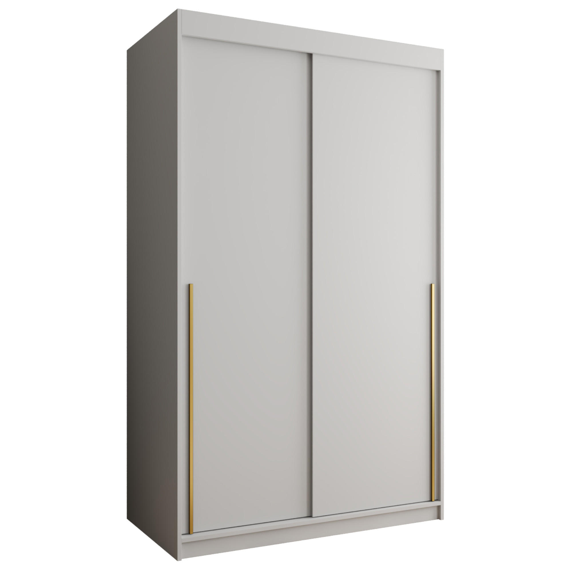 SCHIEBETÜRENSCHRANK 120 cm Breite, weiß mit goldenem Griff - Goldfarben/Weiß, Holzwerkstoff (120/200/62cm) - Home Collective