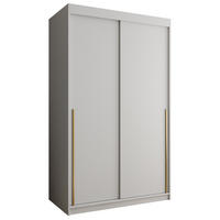 SCHIEBETÜRENSCHRANK 120 cm Breite, weiß mit goldenem Griff - Goldfarben/Weiß, Holzwerkstoff (120/200/62cm) - Home Collective