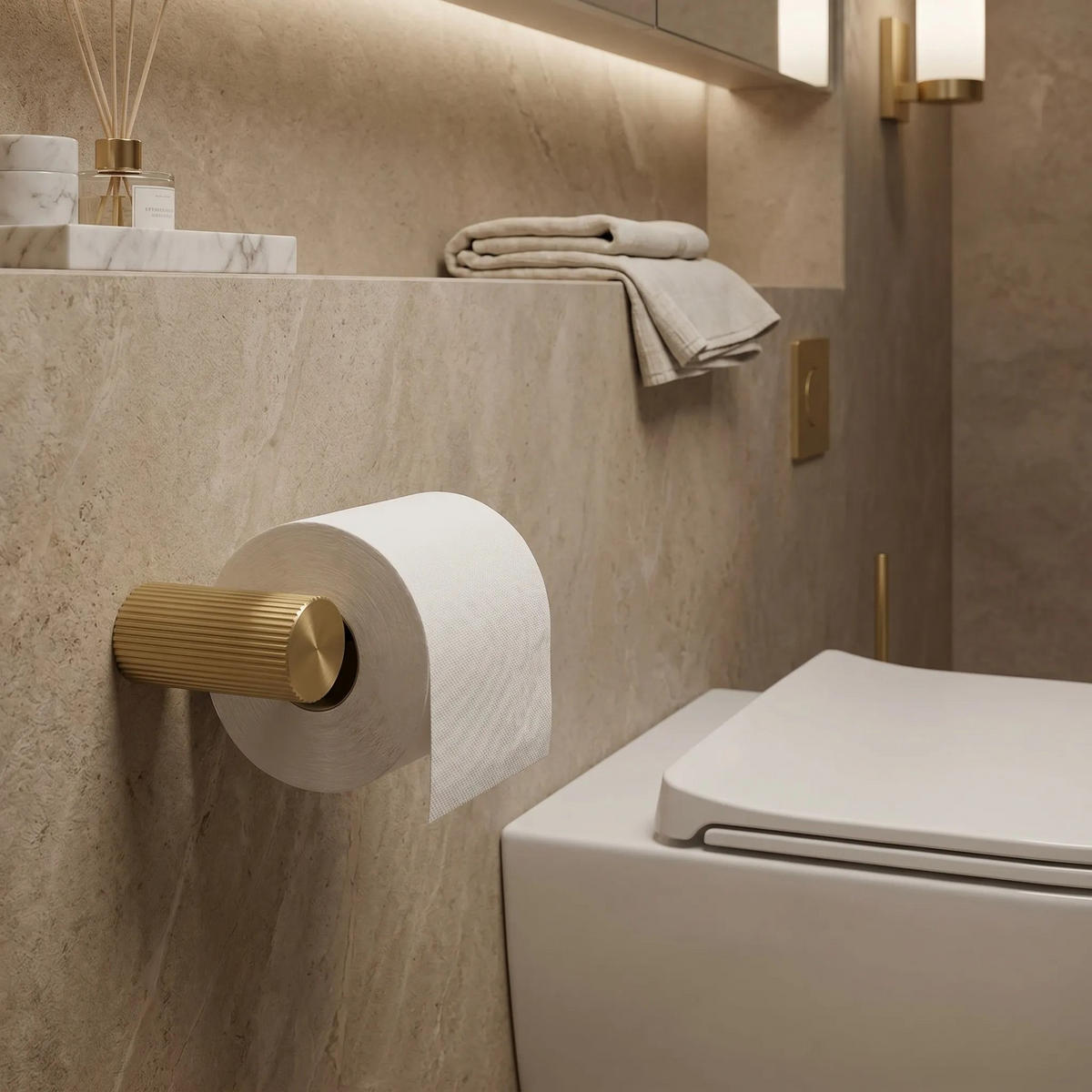 HALTER Für Toilettenpapier Rea 64105 Solo Brush Gold - Goldfarben, Metall (16.3/3/6.5cm) - REA