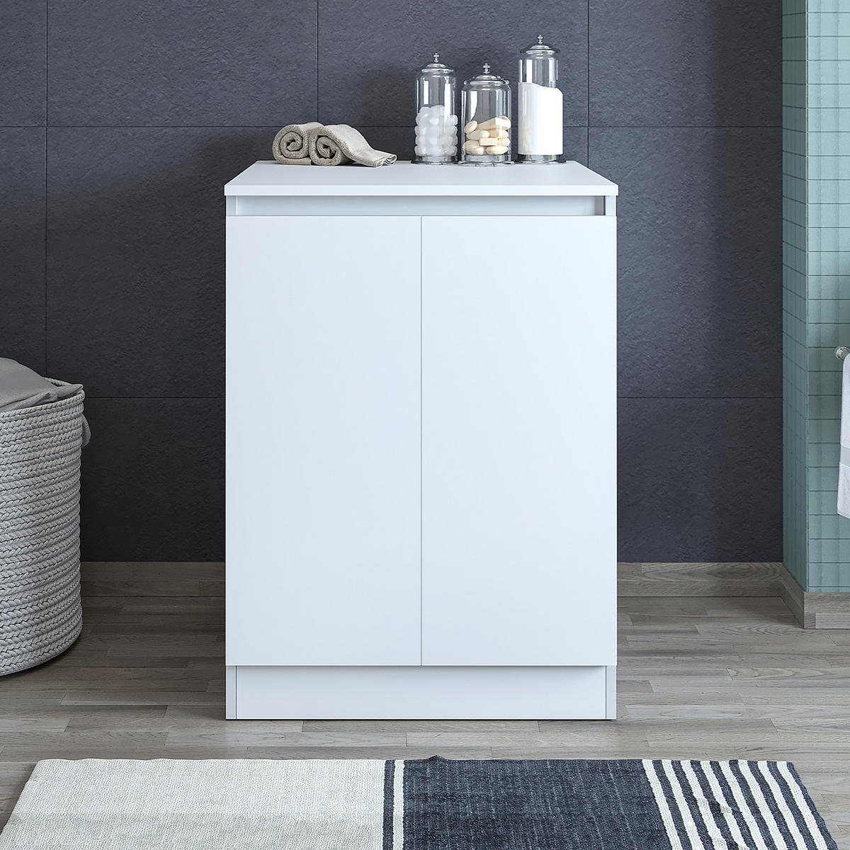 WASCHMASCHINENSCHRANK Atlantic V 70cm Breit, 96cm Hoch - Weiß, Holzwerkstoff (70/96/70cm)