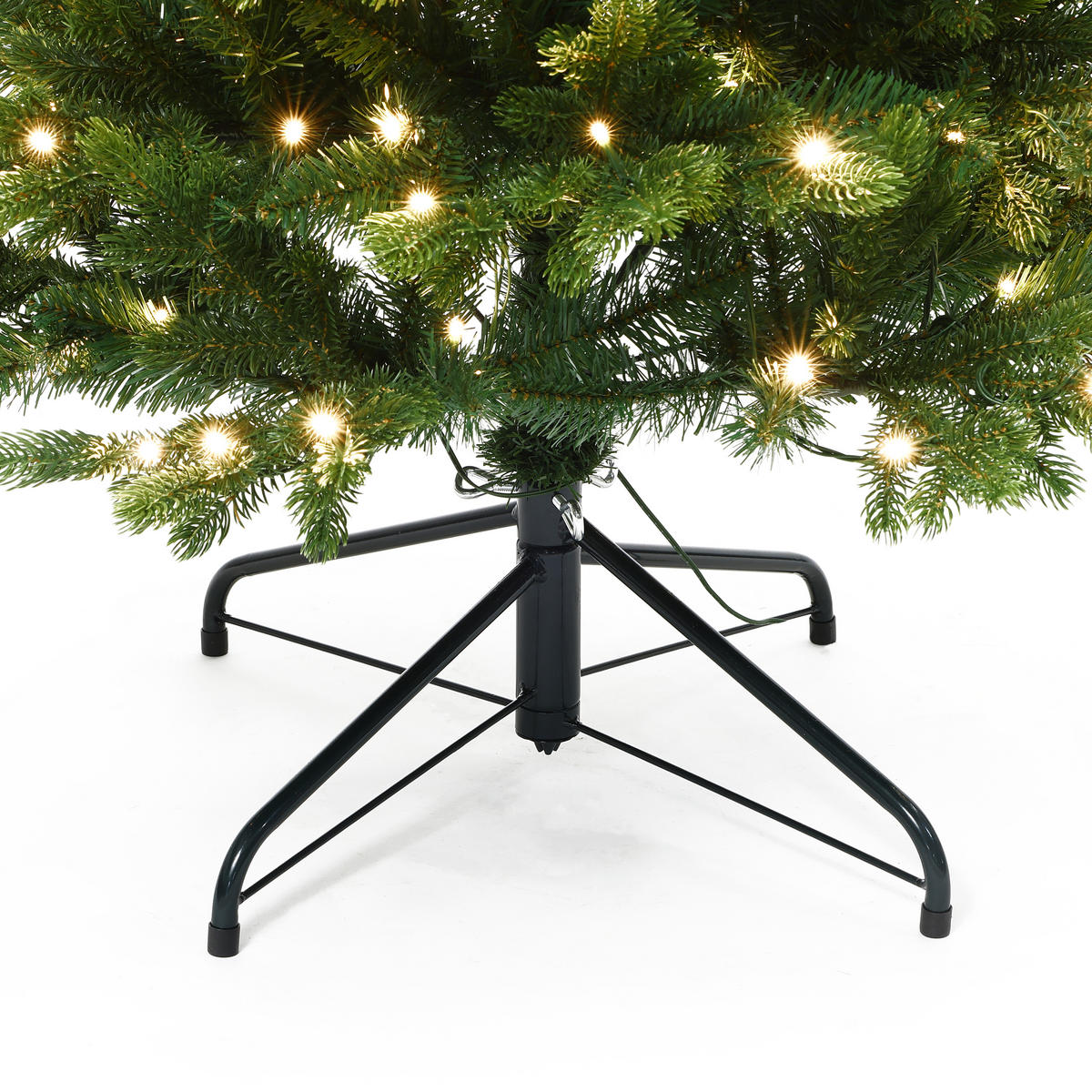 KÜNSTLICHER Weihnachtsbaum 155 cm mit 220 LEDs, Fichten-Optik,1257 PE/PVC-Spitzen - Grün, Kunststoff (81/155cm) - Hometopia