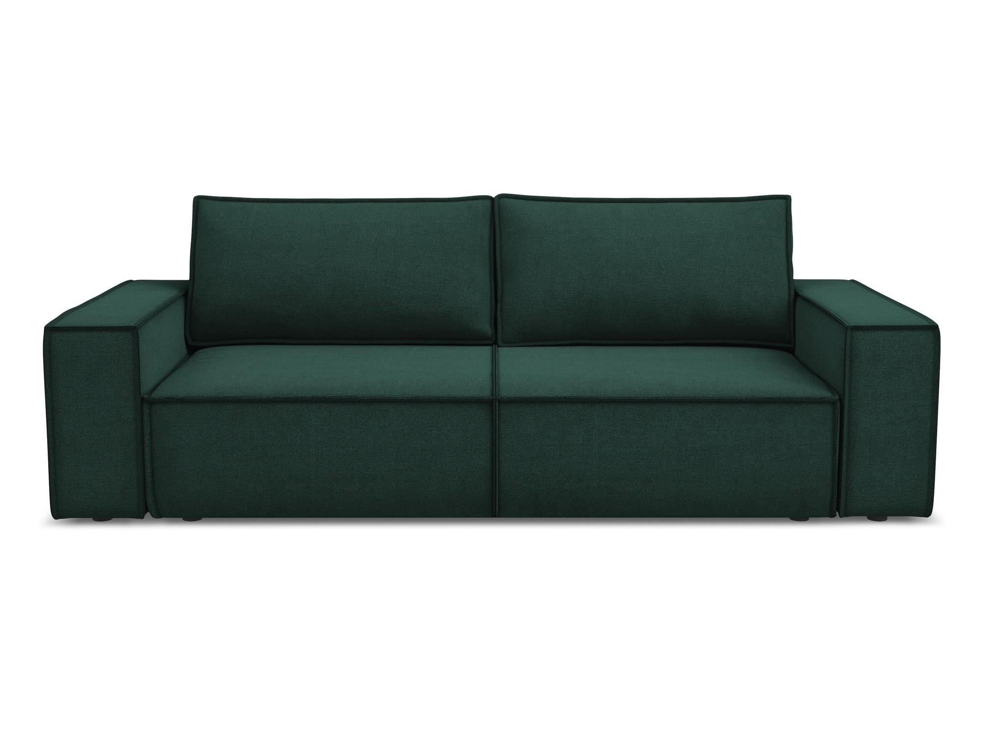 3-SITZER SOFA mit Schlaffunktion Strukturstoff Stoff Grün - Dunkelgrün/Schwarz, Kunststoff/Textil (255/85/105cm) - Makamii